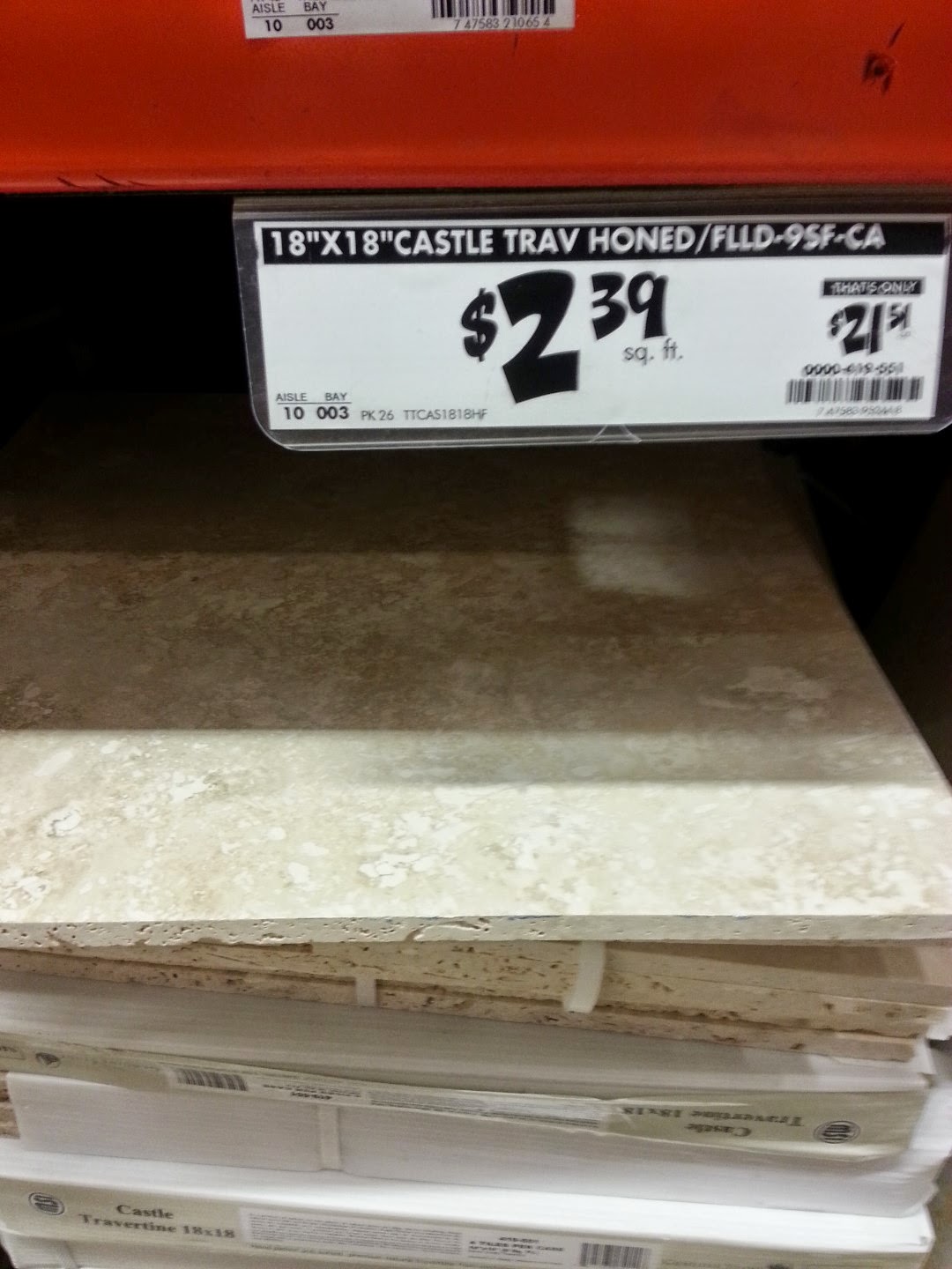 cost of tile at lowe's home depot