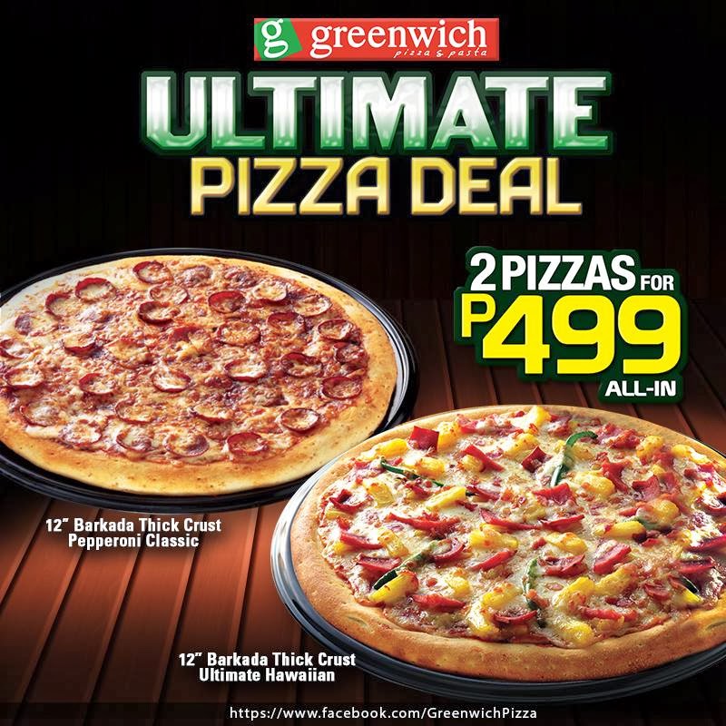Greenwich's Ultimate Pizza Deal! Two 12inch thick crust pizza for the
