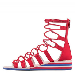 Red white and blue gladiator sandal by Jeffrey Campbell