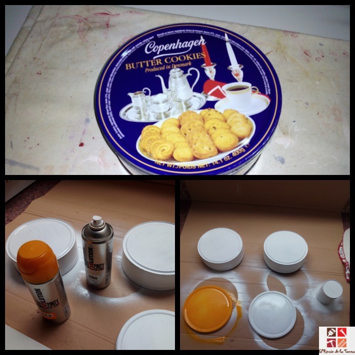 cajas de galletas tuneadas con pintura en spray