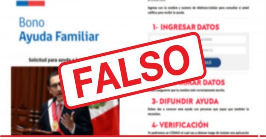 Advierten la difusión de información falsa en redes sociales sobre «Bono de Ayuda Familiar» Advierten la difusión de información falsa en redes sociales sobre «Bono de Ayuda Familiar»