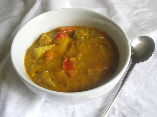 red pepper and coconut sambar