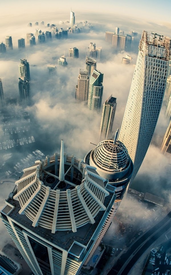 Cityscapes Foggy Dubai Aerial View  Android Best Wallpaper