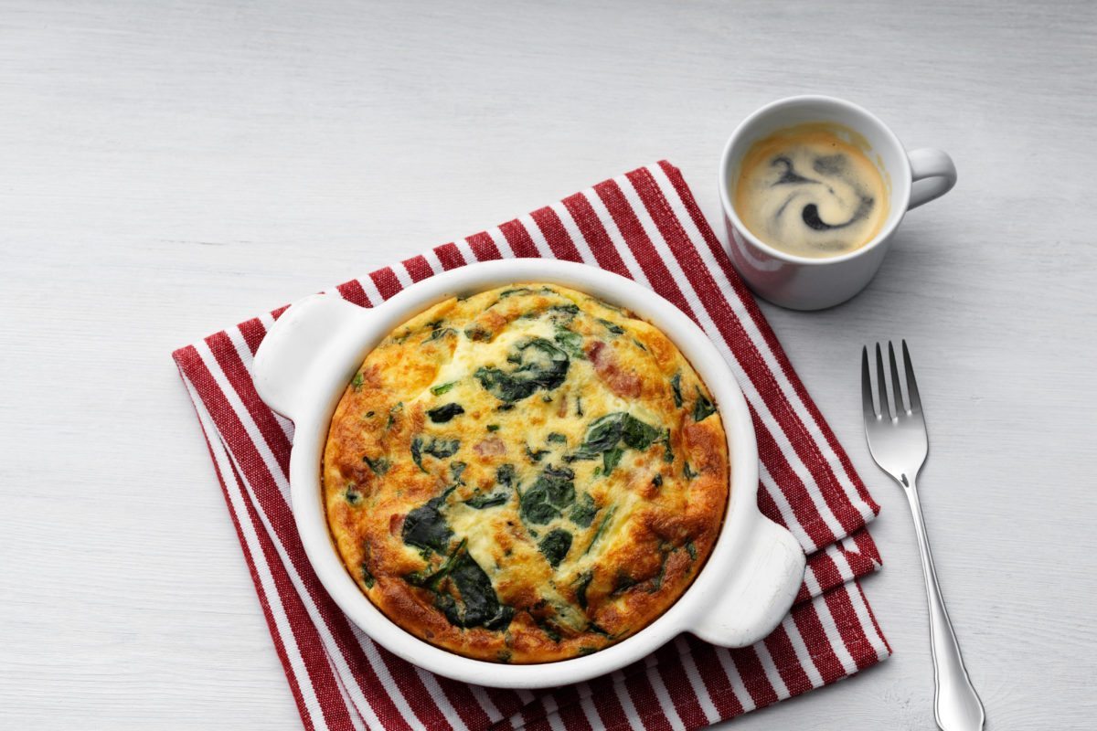 The Low Carb Diabetic Frittata with Fresh Spinach, Bacon or Chorizo