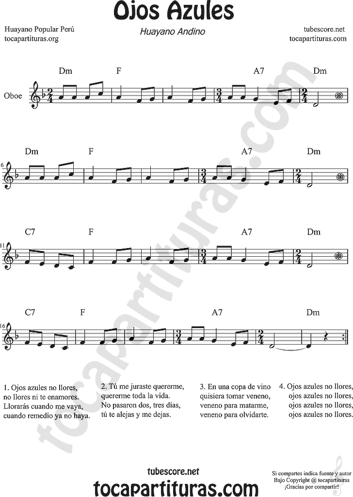 diegosax Ojos Azules de Gilberto Rojas Partitura de Chelo,