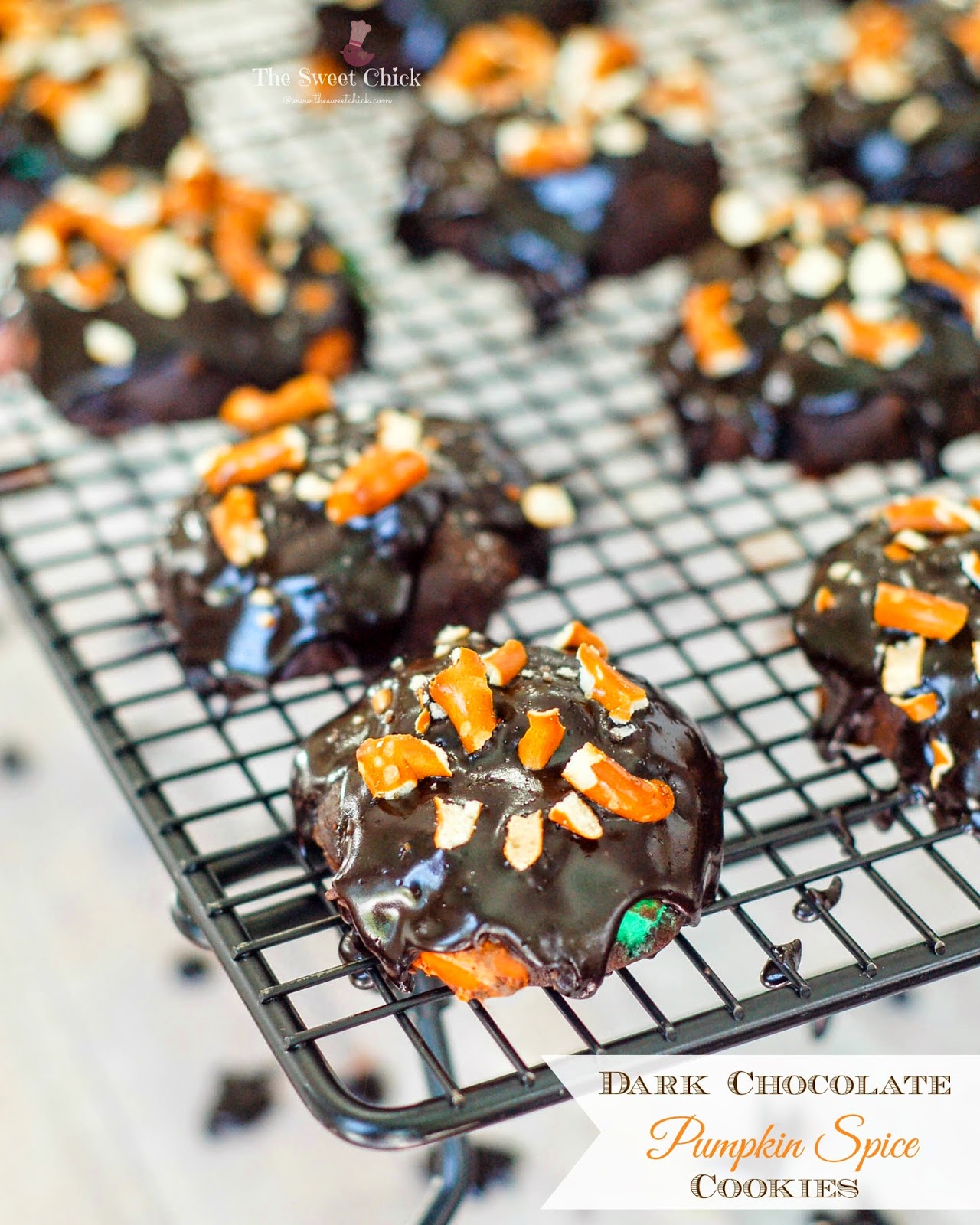 Dark Chocolate Pumpkin Spice Cookies by The Sweet Chick
