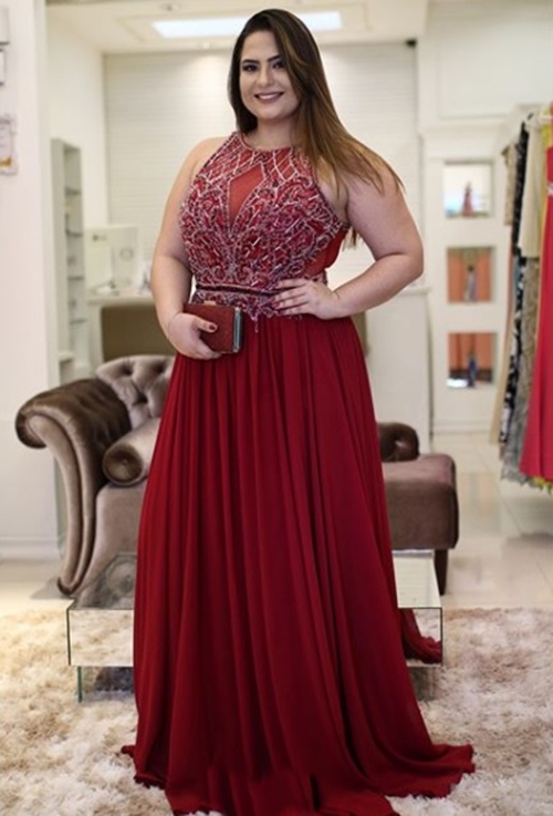 vestido vermelho festa plus size