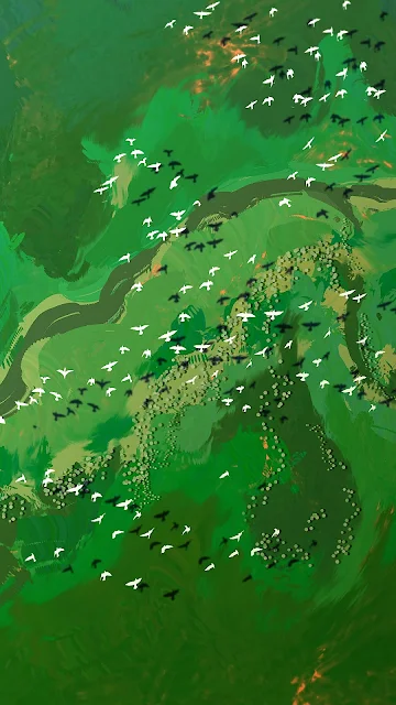 amazon forest river  illustration in 1080 pixels to use as phone wallpaper