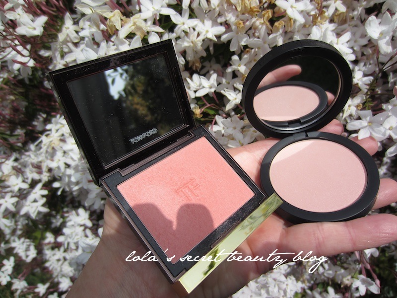 lola's secret beauty Tom Ford Beauty Cheek Color Pink Giorgio Armani Sheer Blush No. 2 Pink Side by Side- Swatches