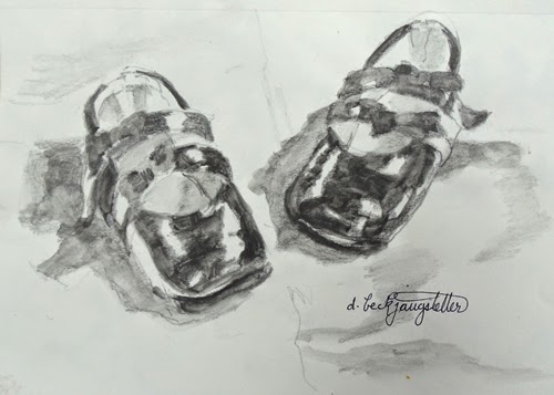 Deanna's Paintings: Graphite Sketch, Baby Shoe Art,