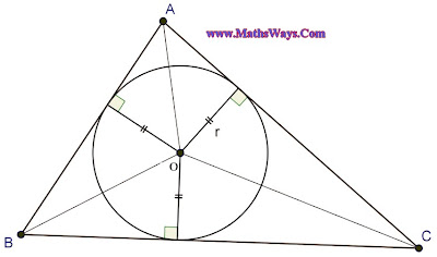  (ABC) مثلثا و r شعاع الدائرة المحاطة