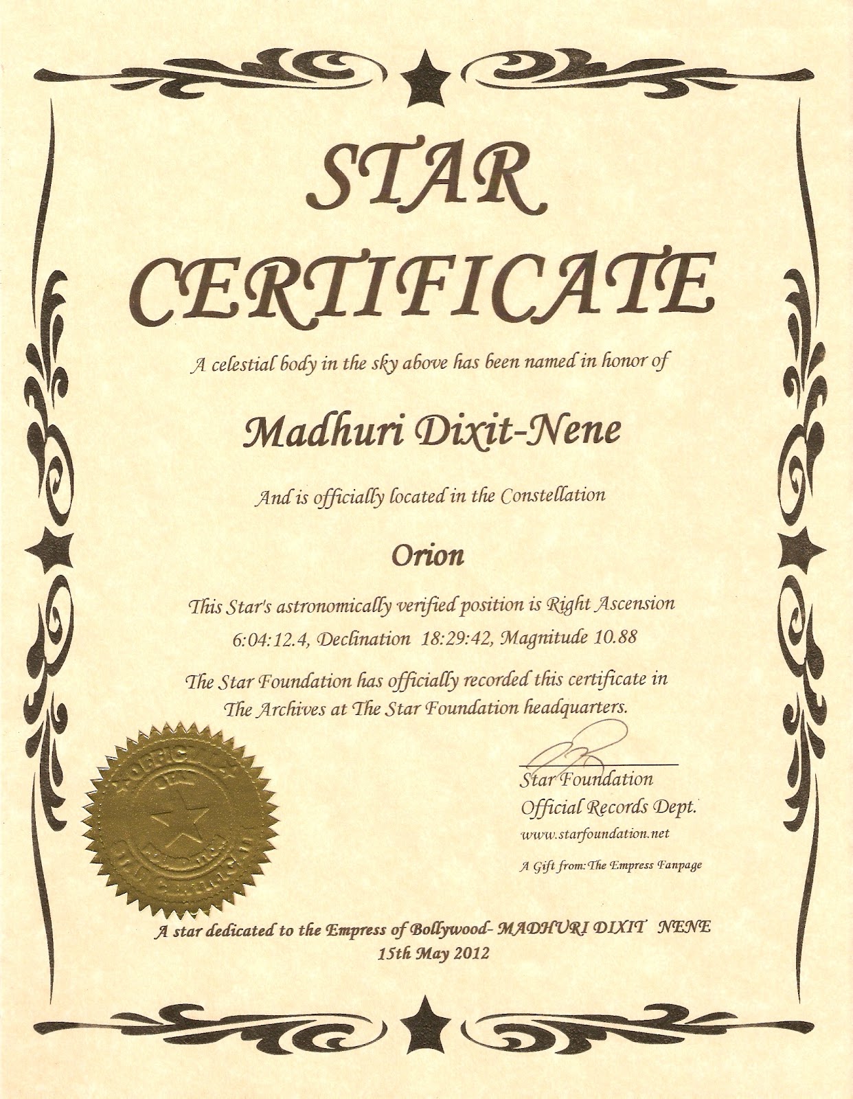 Name A Star Certificate Template