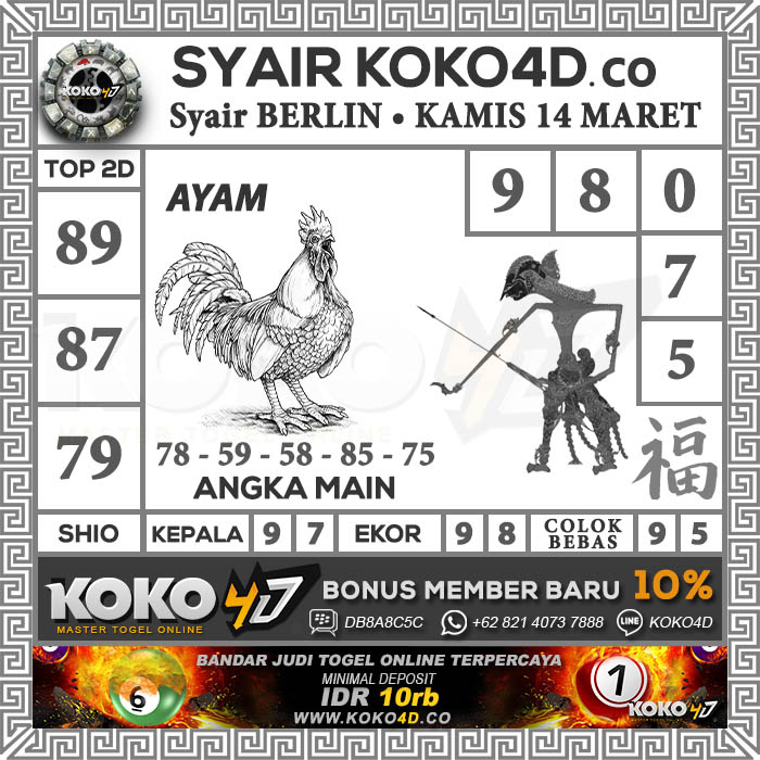 Prediksi Syair Berlin Hari Kamis Tanggal 14 Maret 2019 Situs Cara