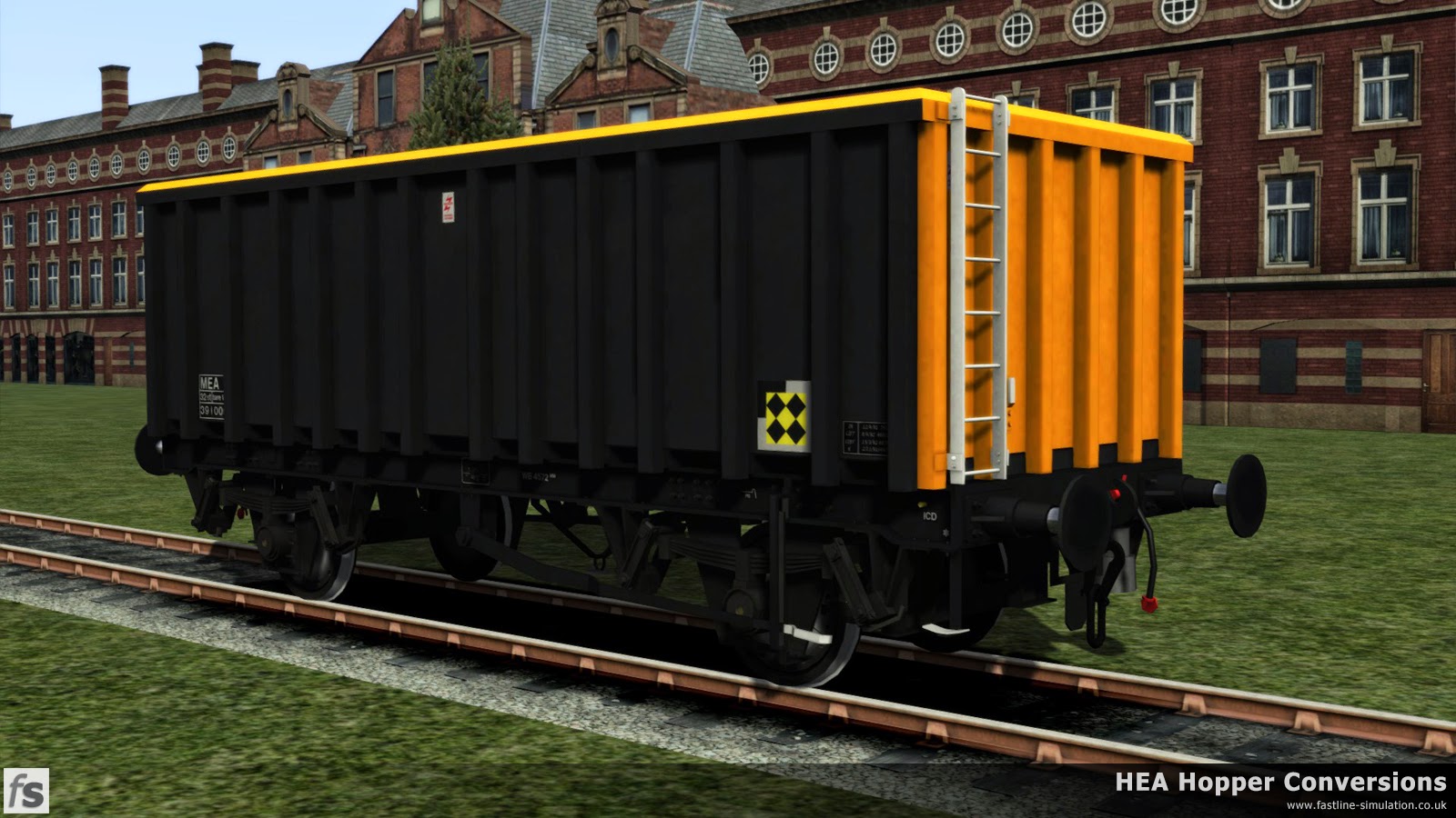 Fastline Simulation - HEA Conversions: The first of the MEA conversions in Railfreight Sector livery complete with Trainload Coal branding poses for the official photographer on the works lawn.