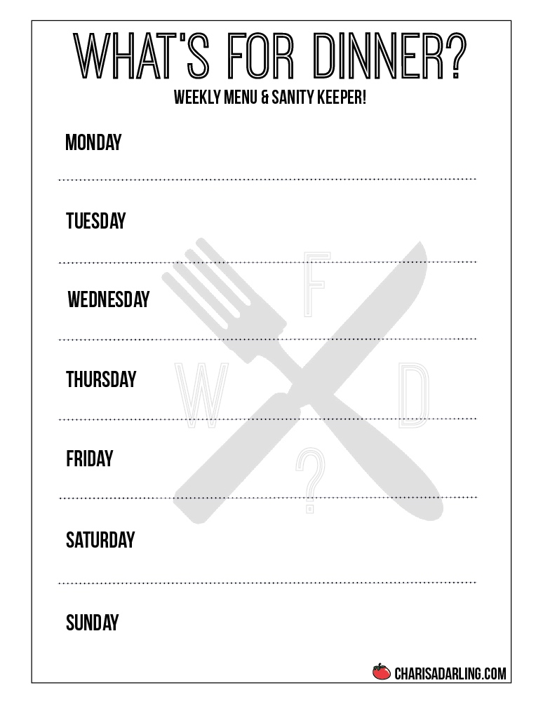 Love to Cook, Hate to Plan Weekly Dinner Menu (Plus Free Printables