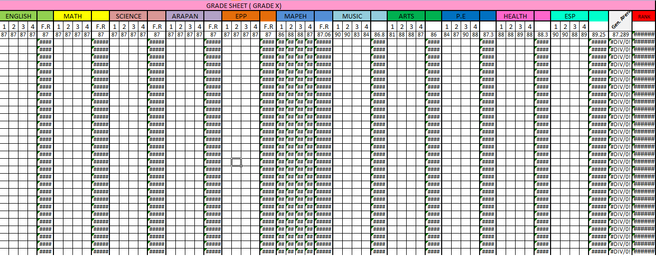 Automated Grading Sheet with Ranking Formula - DepEd LP's