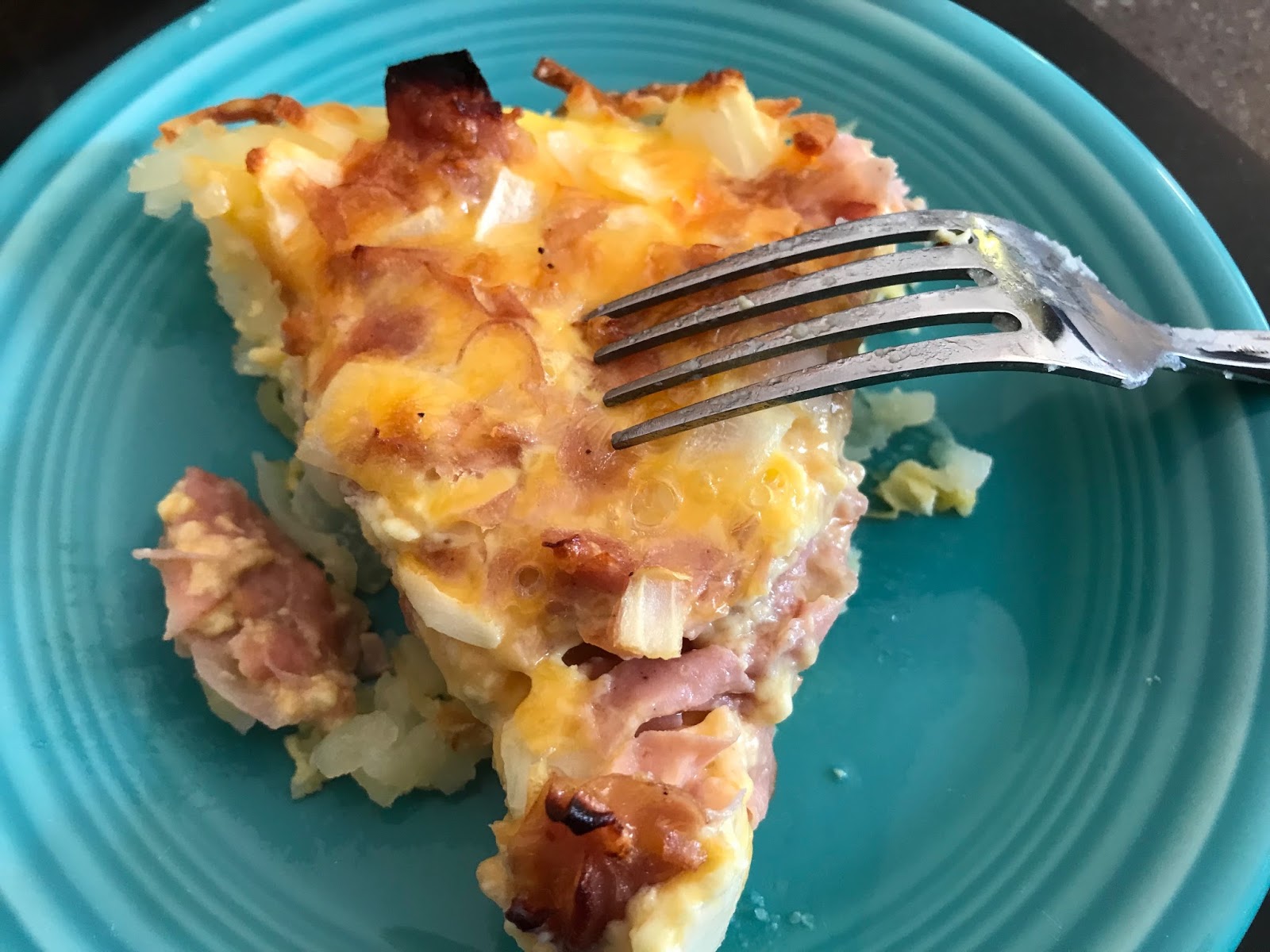 The Matejkas Equal Three: Ham and Cheese Hash Brown Quiche