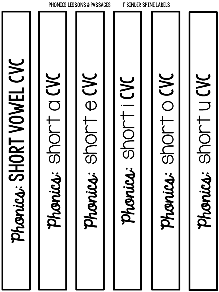 The Simple Teachers FREEBIE! Binder Labels for Phonics