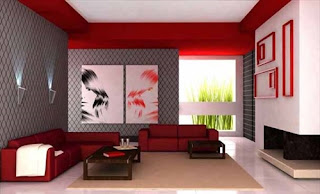 Model Sofa Ruang Tamu Warna Merah