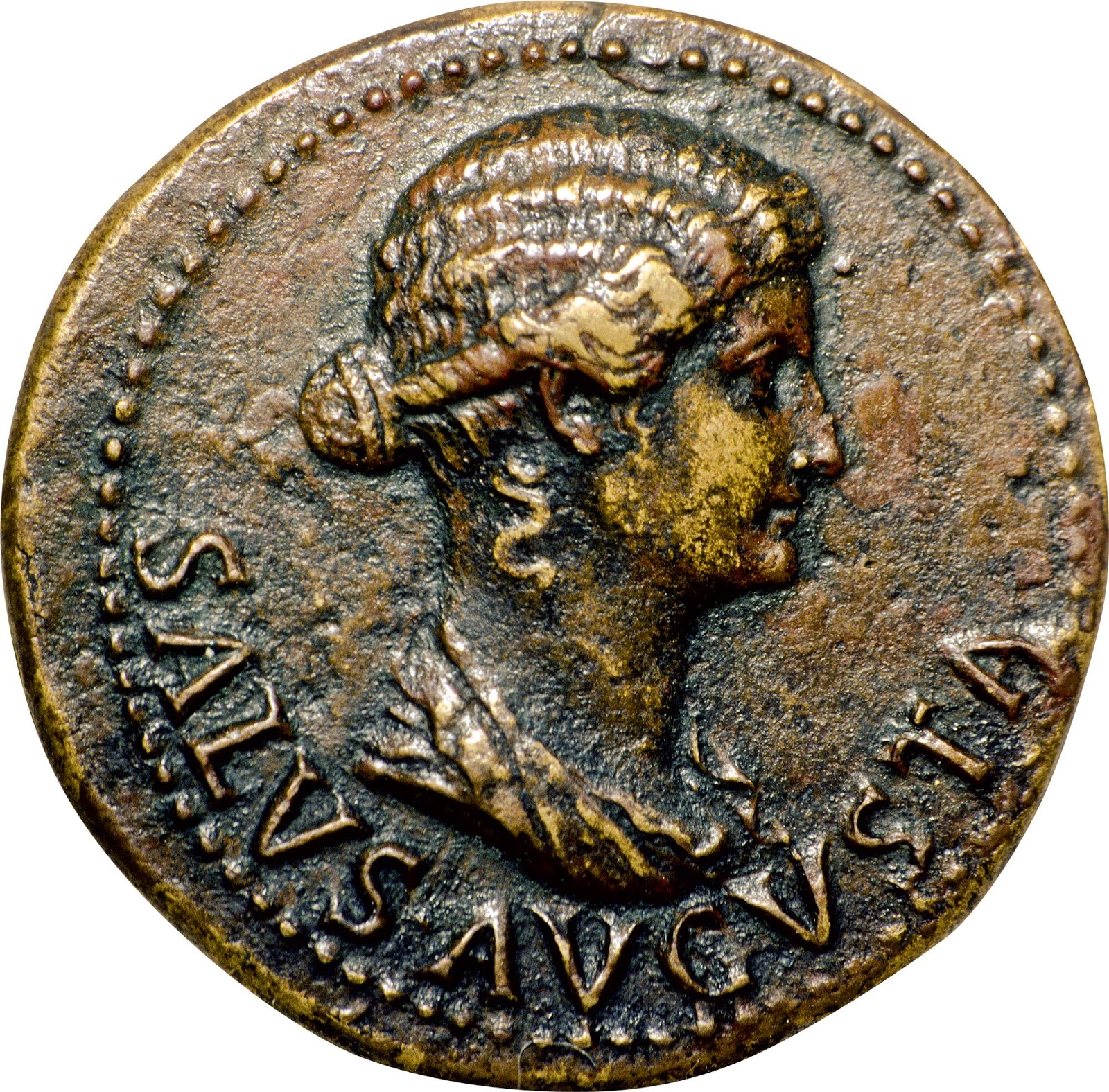  Efigie de Livia en una moneda. La importancia que Livia tuvo para Augusto queda reflejada en el hecho de que el emperador ordenara acuñar monedas con la efigie de su esposa.