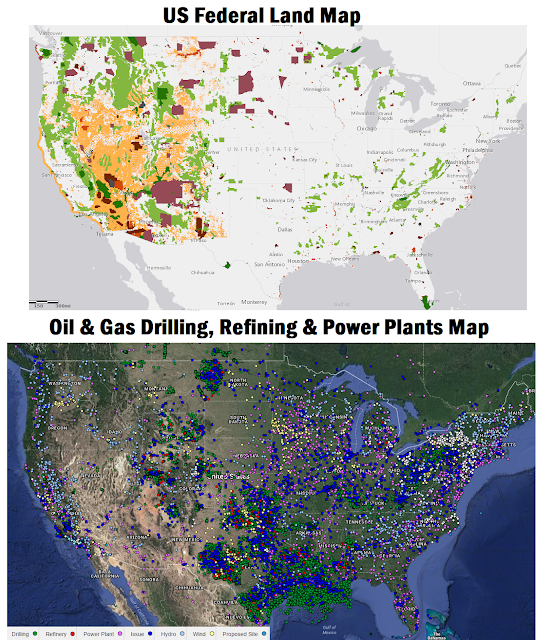 US Federal Land Map vs Oil & Gas Drilling Locations