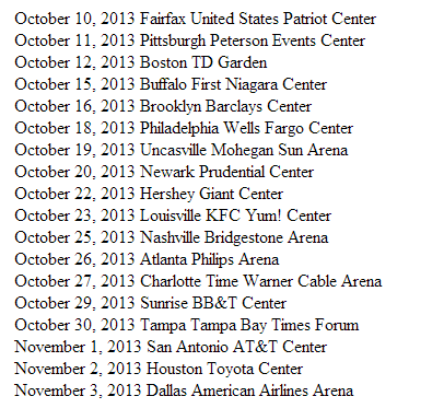 Selena Gomez, Stars Dance, 2013, United State, Tour, Schedule
