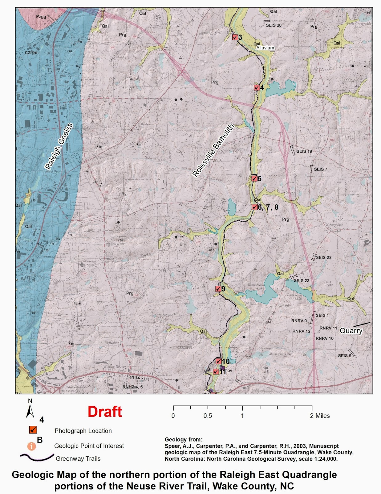 NC Greenways Geology A Leisurely - Ral East Map Neuse Trail Greenways Wake Co