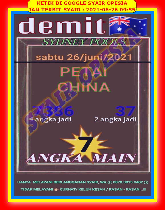 Syair Sdy Hari Ini Sabtu 26 Juni 2021 Opesia Official Syair Sdy Hari Ini Sabtu 26 Juni 2021 Opesia Official
