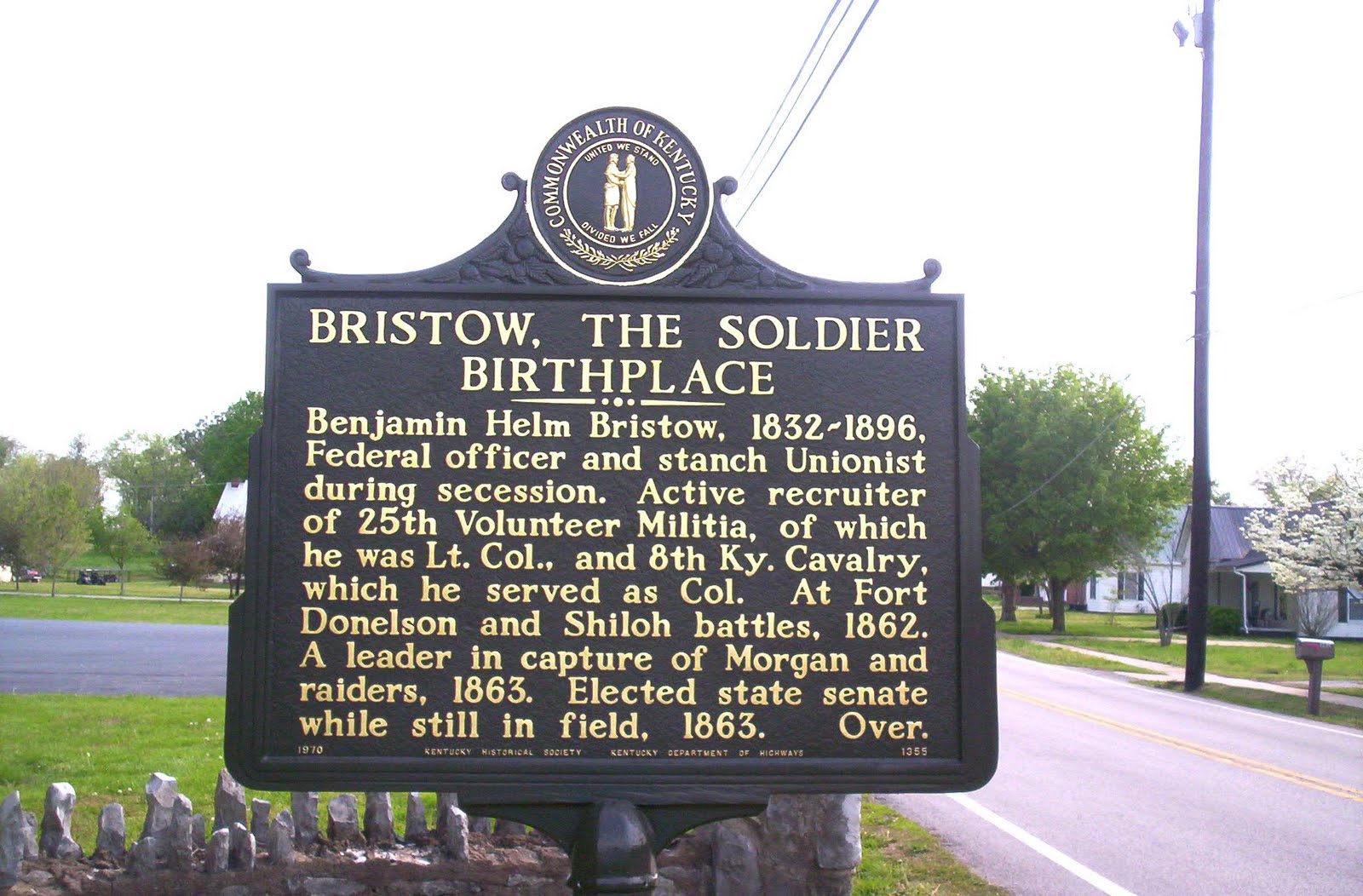 KENTUCKYHISTORICMARKERSAMERICA BRISTOW THE SOLDIER AND LAWYER OF