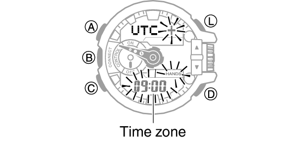 Setting the Time and Date and selecting a time zone of G- shock