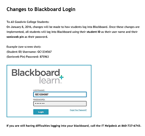 Goodwin University Student News Changes To Blackboard Login