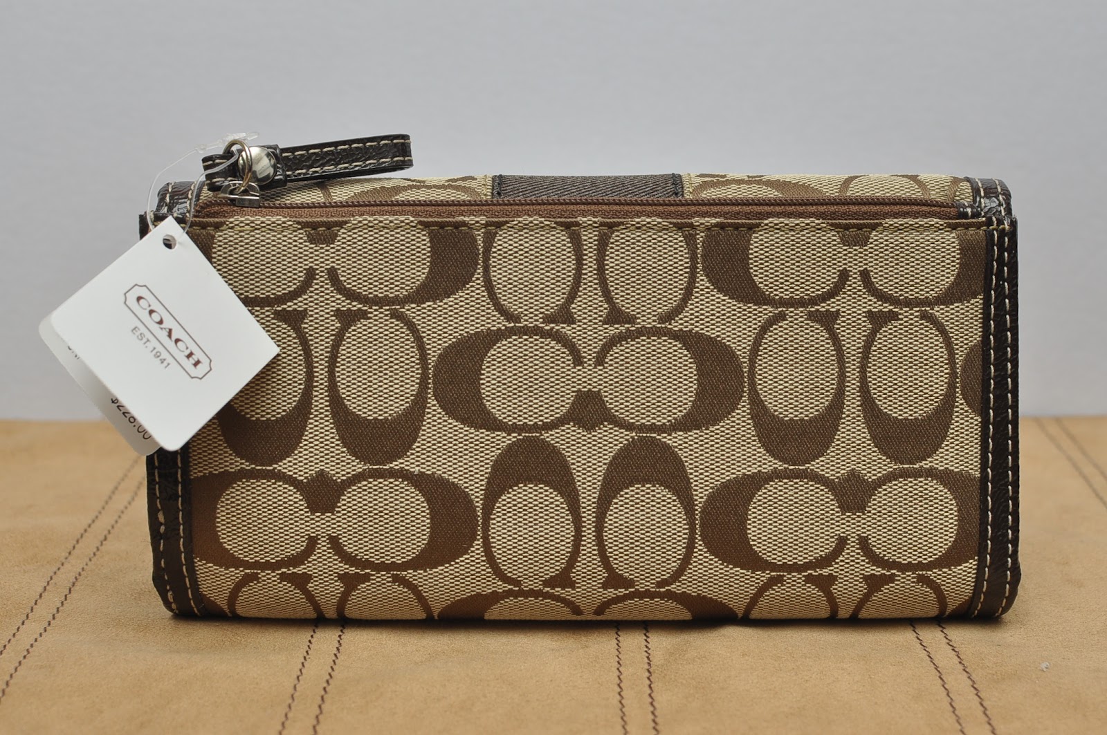 Handbags Haven Enterprise COACH SIGNATURE STRIPE CHECKBOOK WALLET