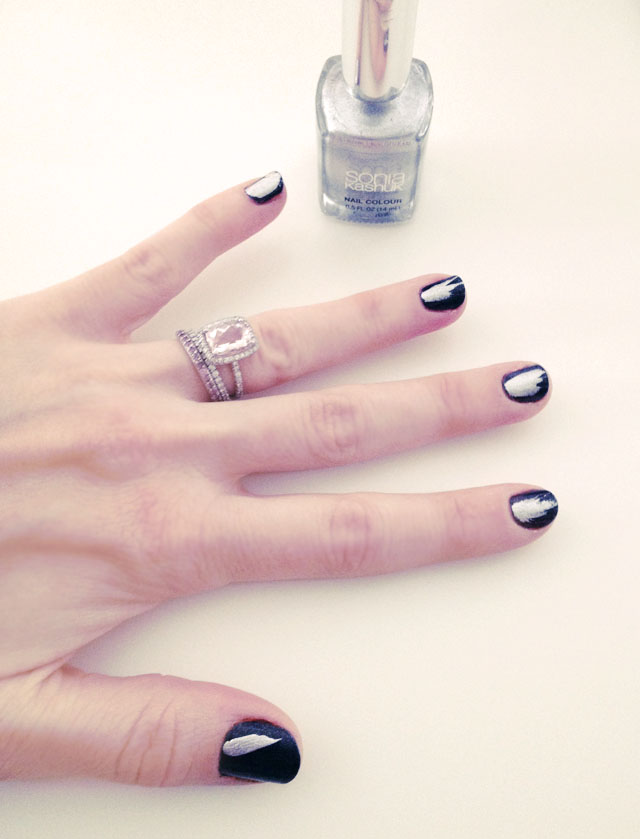 black and silver nails