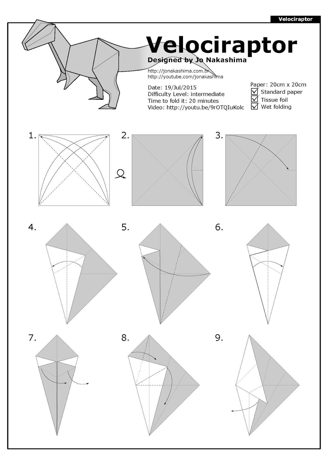 Diagram VelociraptorJo Nakashima Ruby Book Origami