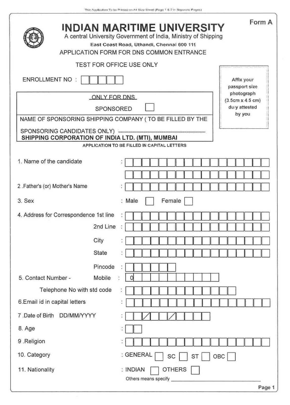 The Shipping Corporation of India Ltd (SCI), 80 TNOC seats