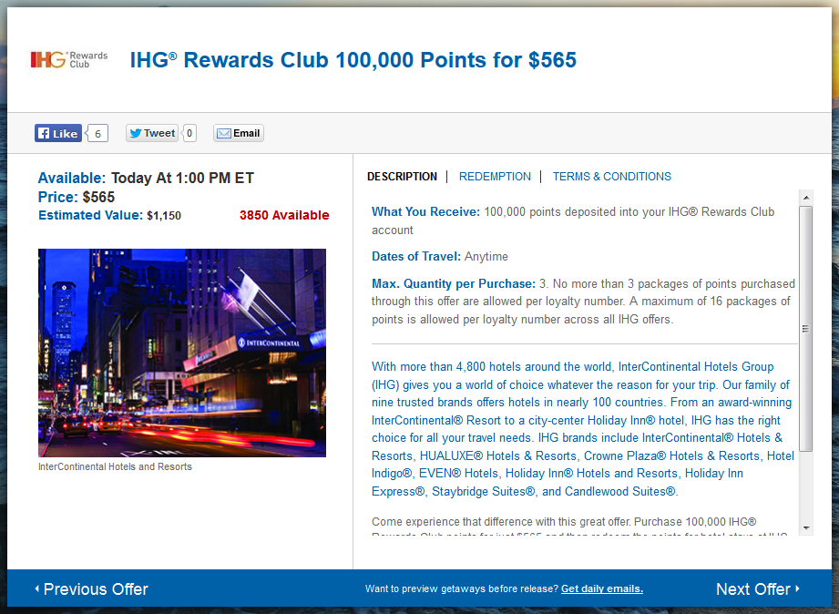 Daily Getaways - IHG Rewards Club