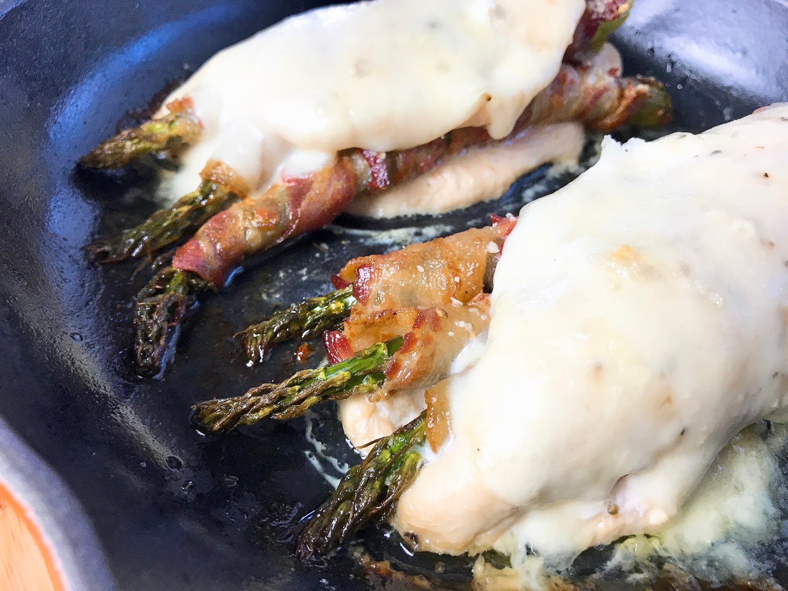 Bacon Wrapped Asparagus Stuffed Chicken with Fresh Mozzarella