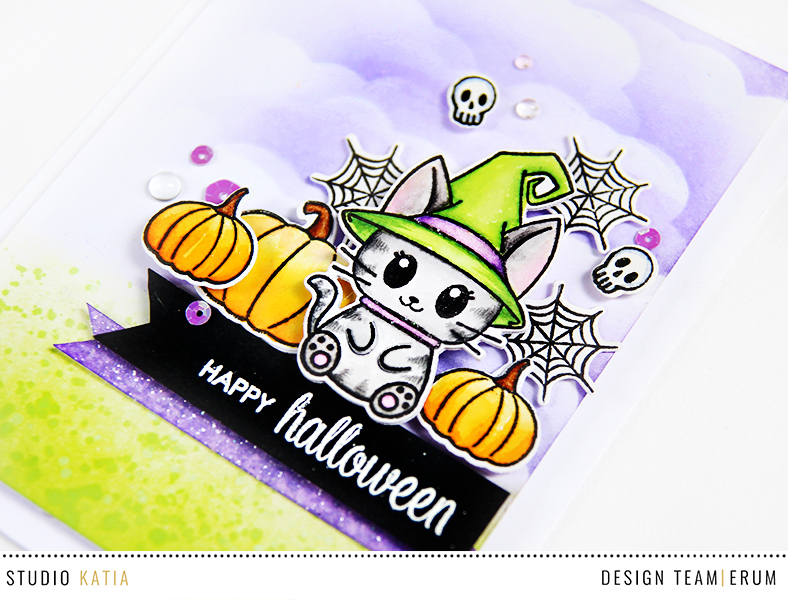Studio Katia Meowy Halloween Stamp Set. Card by Erum Tasneem | @pr0digy0