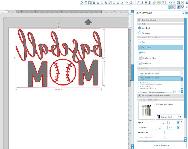 silhouette studio designs download baseball mom cut edge
