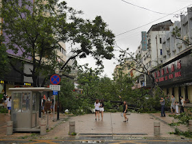 damage from Typhoon Hato at the Lianhua Road Pedestrian Street (莲花路步行街) in Zhuhai, China