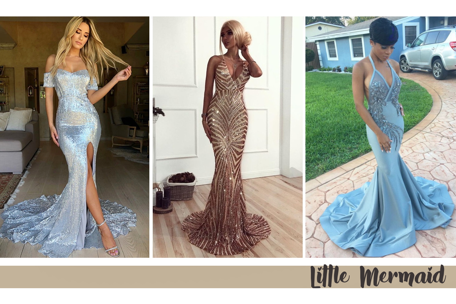fashion collage with 3 magic dresses for prom
