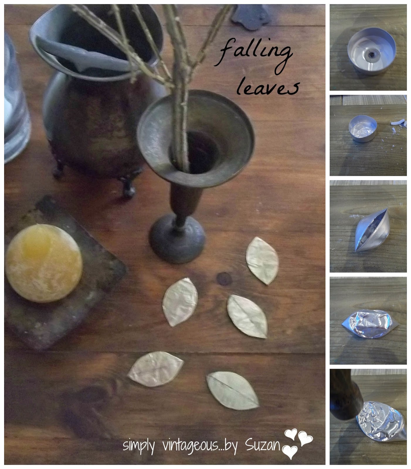 Easy fast DIY Metal Leaves made from Tea light tins
