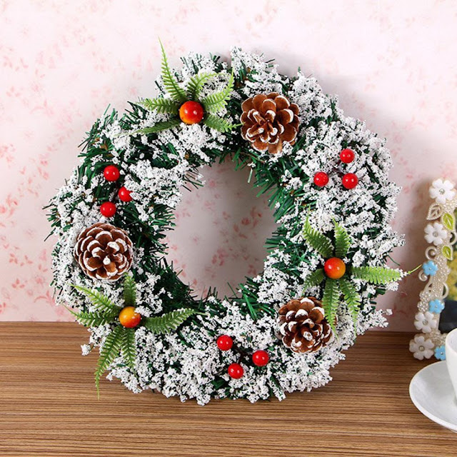 Snowy Artificial Spruce Christmas Wreath