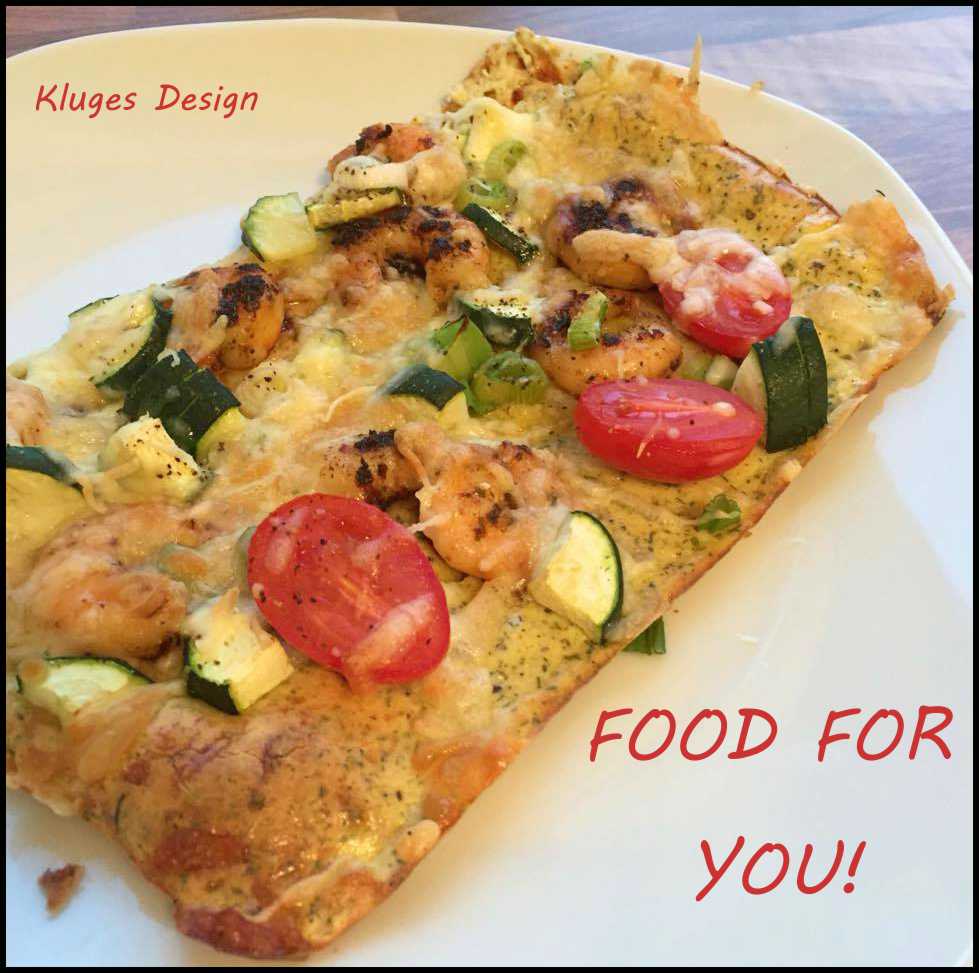 Kluges Design - The Blog: Fisch ahoi - Eiweiß-Pizza mit Garnelen