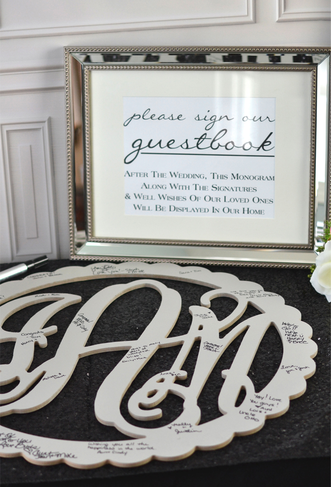 Wood Wedding Guest Book Monograms