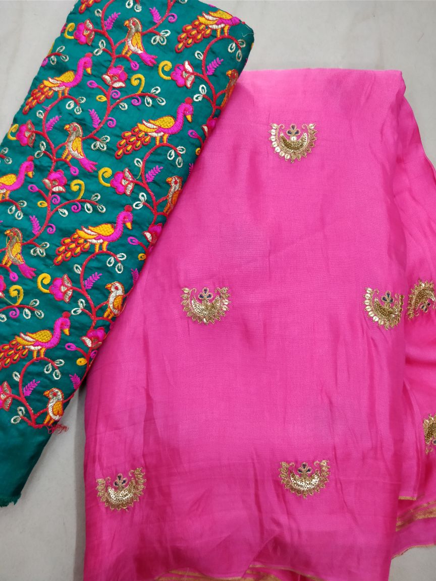 Jute Georgette sarees with blouse