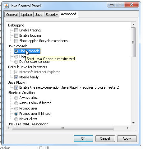 TechTalk: Enable Java Console on Windows 8