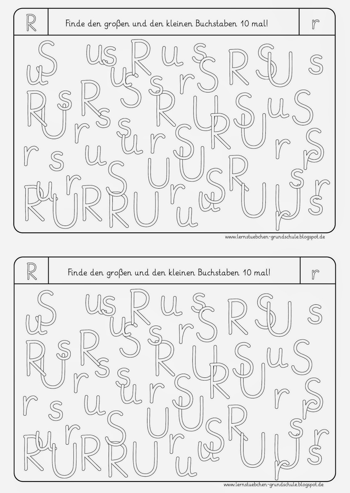 Lernstübchen: Buchstaben erkennen U, R, S, N, T, I