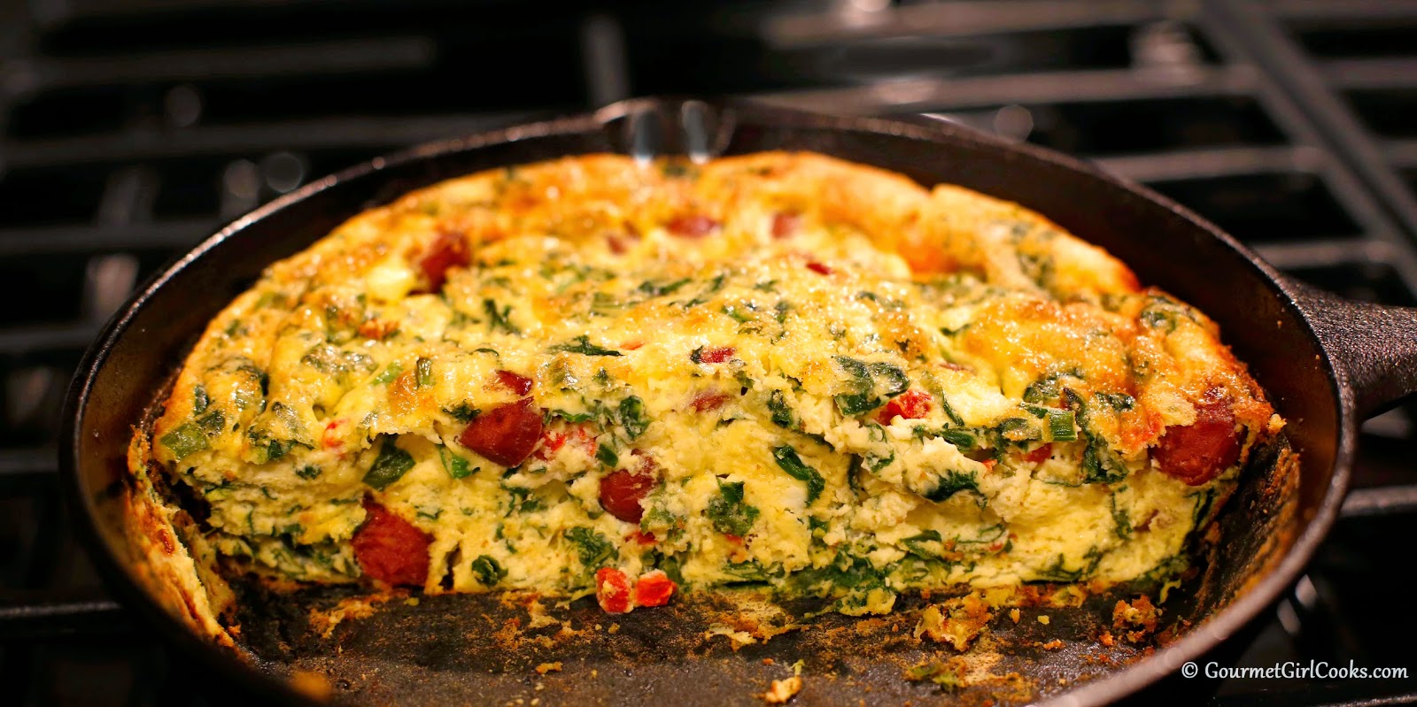 Gourmet Girl Cooks Baby Kale & Sausage Frittata Easy Low Carb