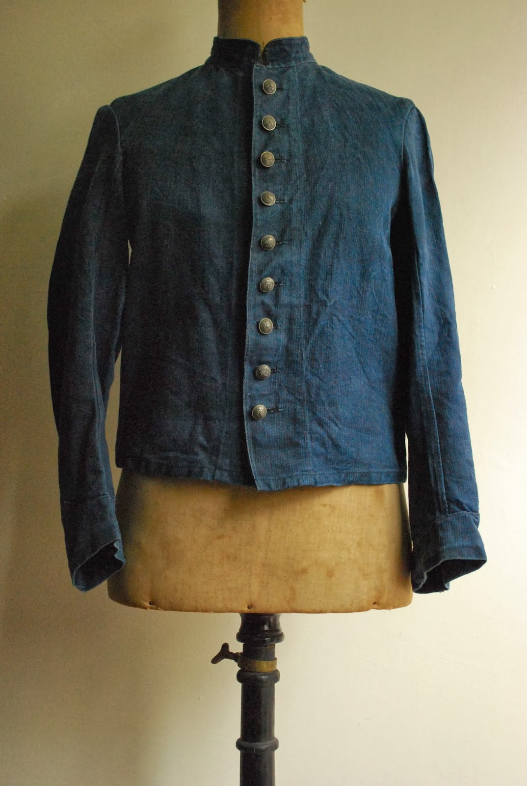 encore: 1910s~1930s french fireman indigo linen jacket